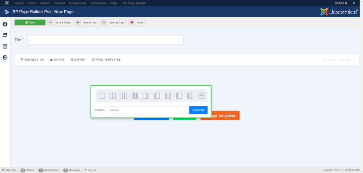 Row เป็นแถวที่สำหรับจัดวางเครื่องมือของ page builder